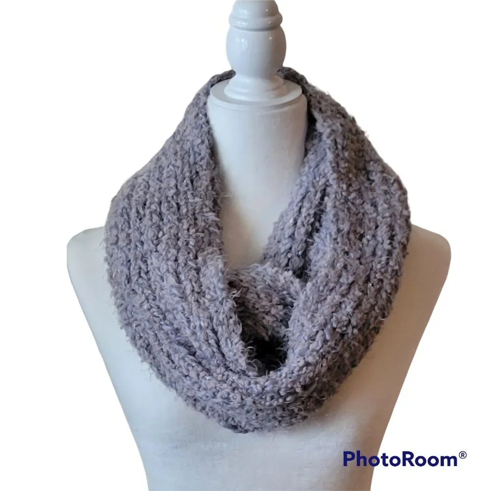 Chunky Neutral Luxe Metallic Infinity Scarf Neck Warmer NEW